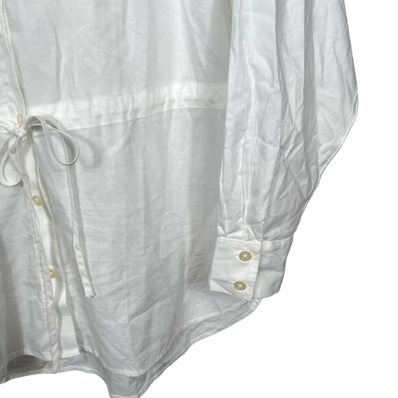 LOFT Drawstring Tunic Shirt Top Womens Small White Elastic Waist Business Casual - Picture 7 of 12